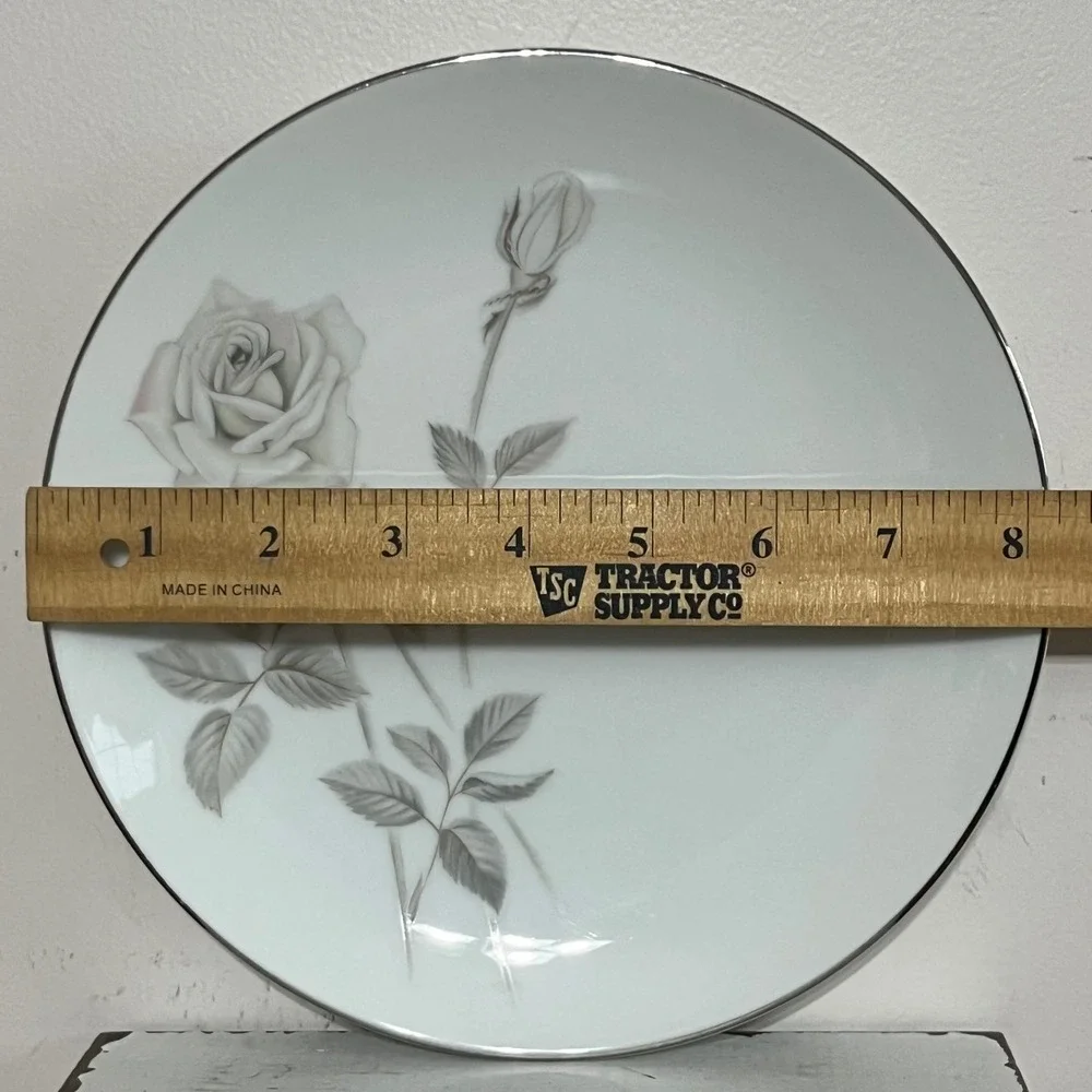 Noritake China Melrose 6002 Salad Plates Platinum Rim Japan‎ 8.25